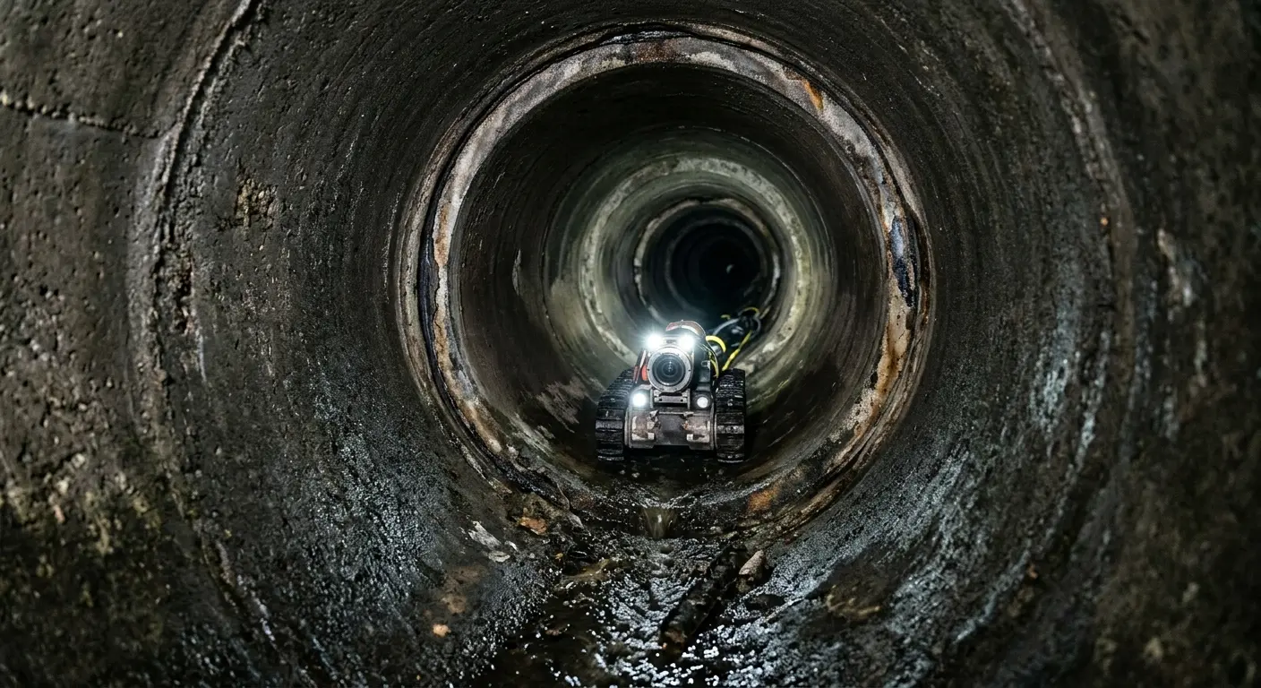 Robotic sewer camera inspecting pipe interior for Sewer Line Repair in Calcutta